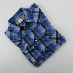 VTG Wrangler Wrancher Blue Pearl Snap Cowboy Sz XL